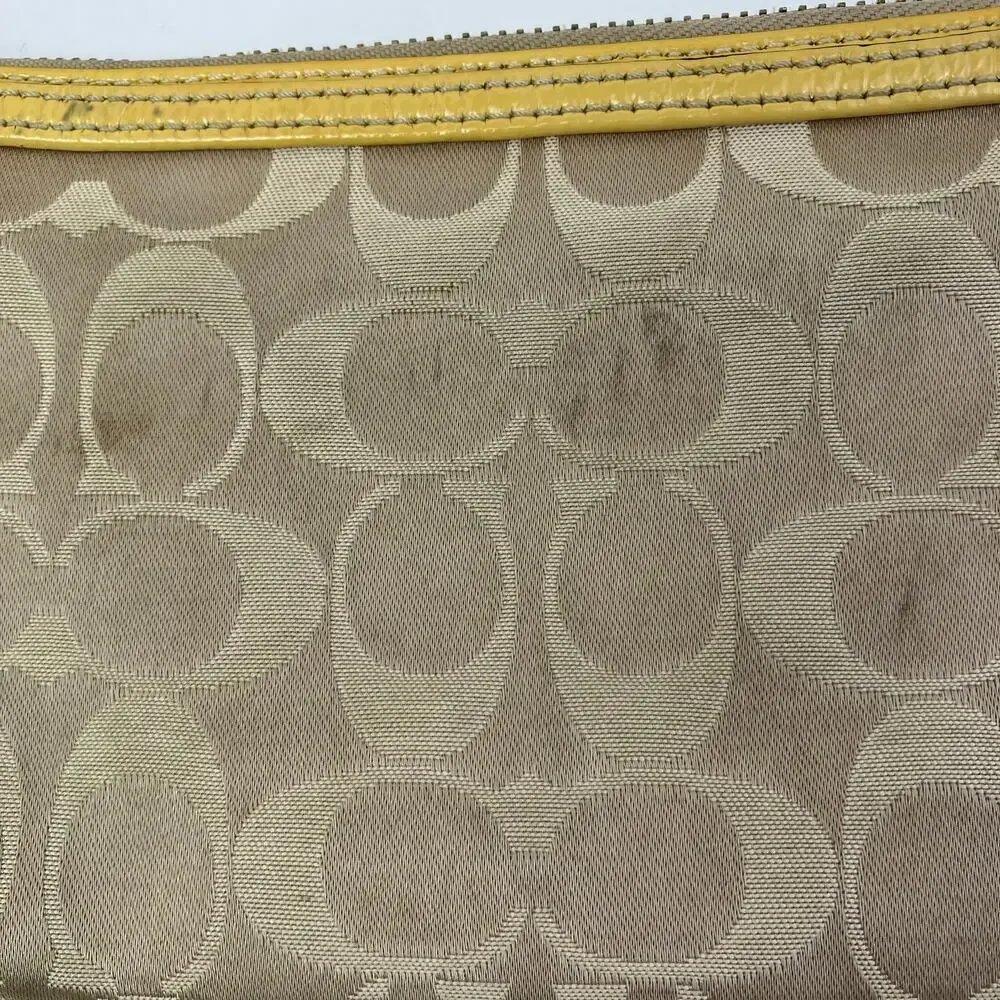 COACH Vtg Y2K Khaki Tan & Yellow POPPY Signature C Sateen Mini Crossbody Purse - Picture 11 of 16